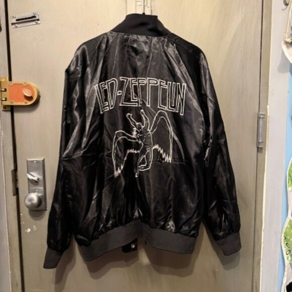 Retro Led Zeppelin Rare Limited Edition Black Satin Bomber / Varsity Tour Jacket - Picture 4 of 16